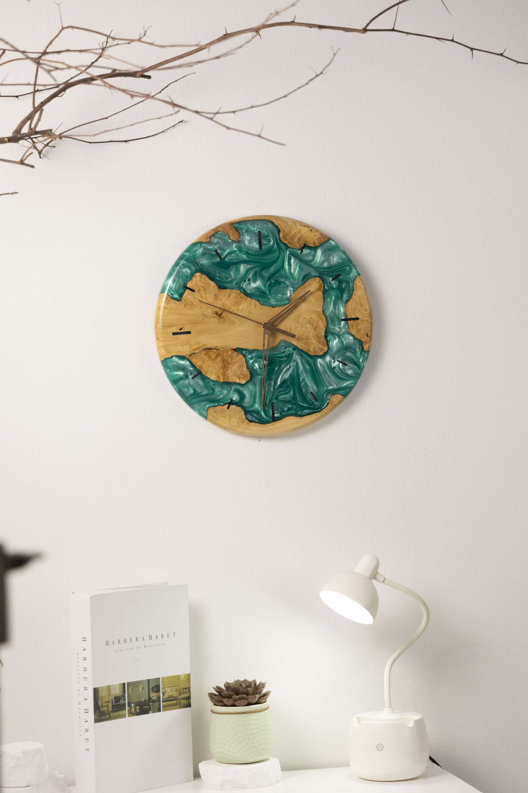 Classic Turquoise Wood Wall Clock - Breakwooden BR2812