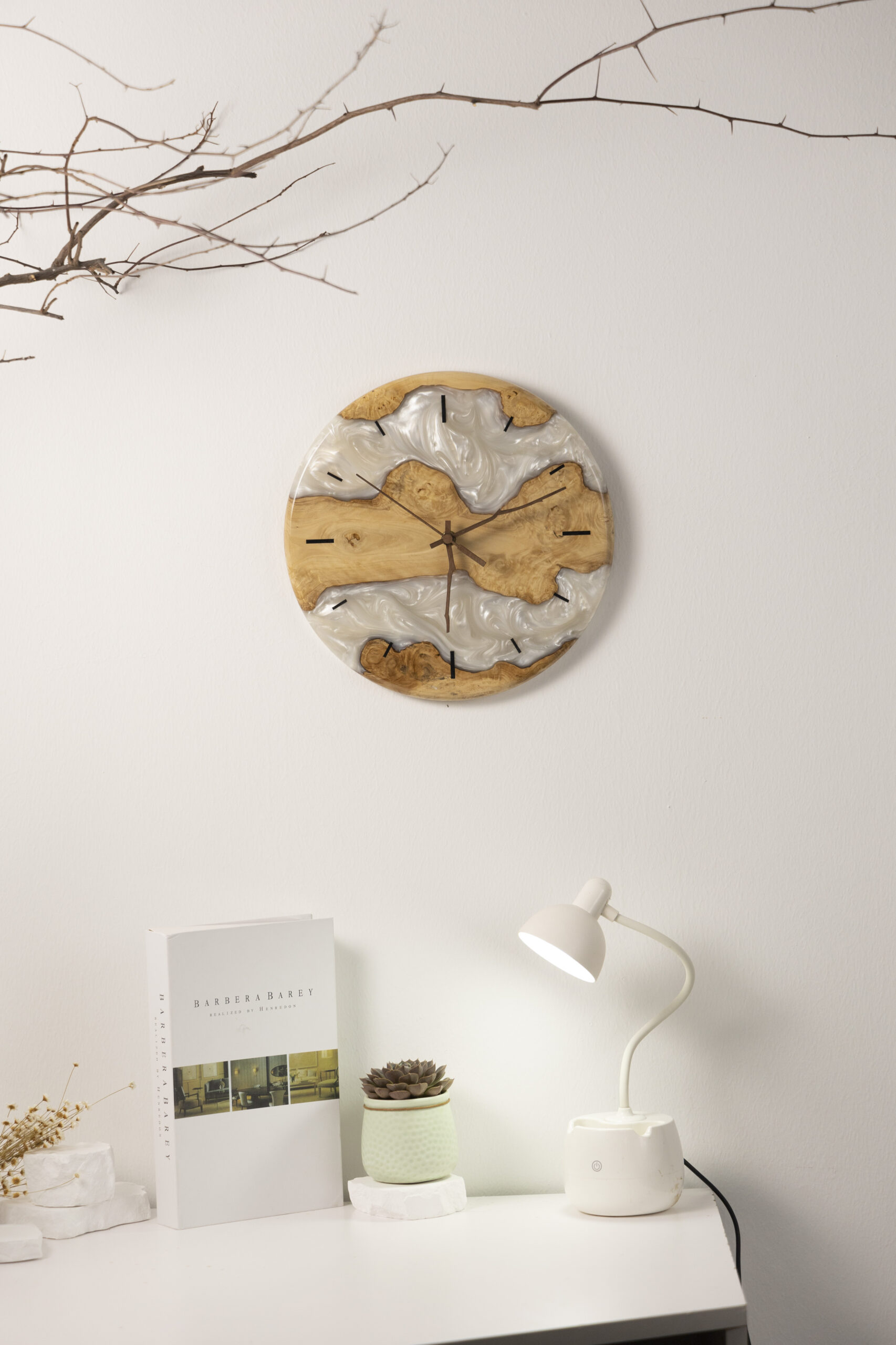 Classic Pearl Wood Wall Clock for Minimalist Decor - Breakwooden BR2812