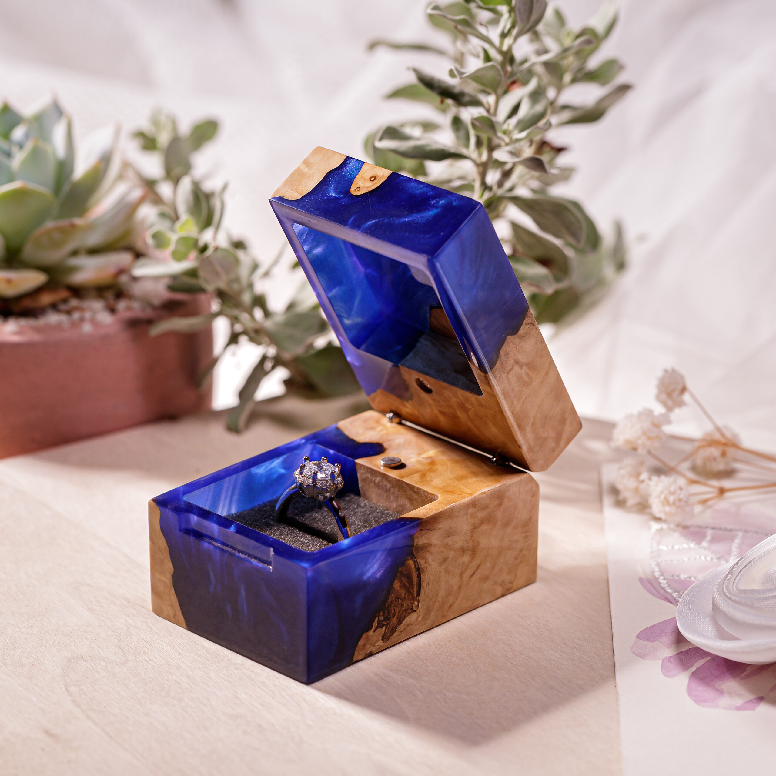 Engagement Custom Ring Box Gift for Bridal - Rectangle - Breakwooden BR2812